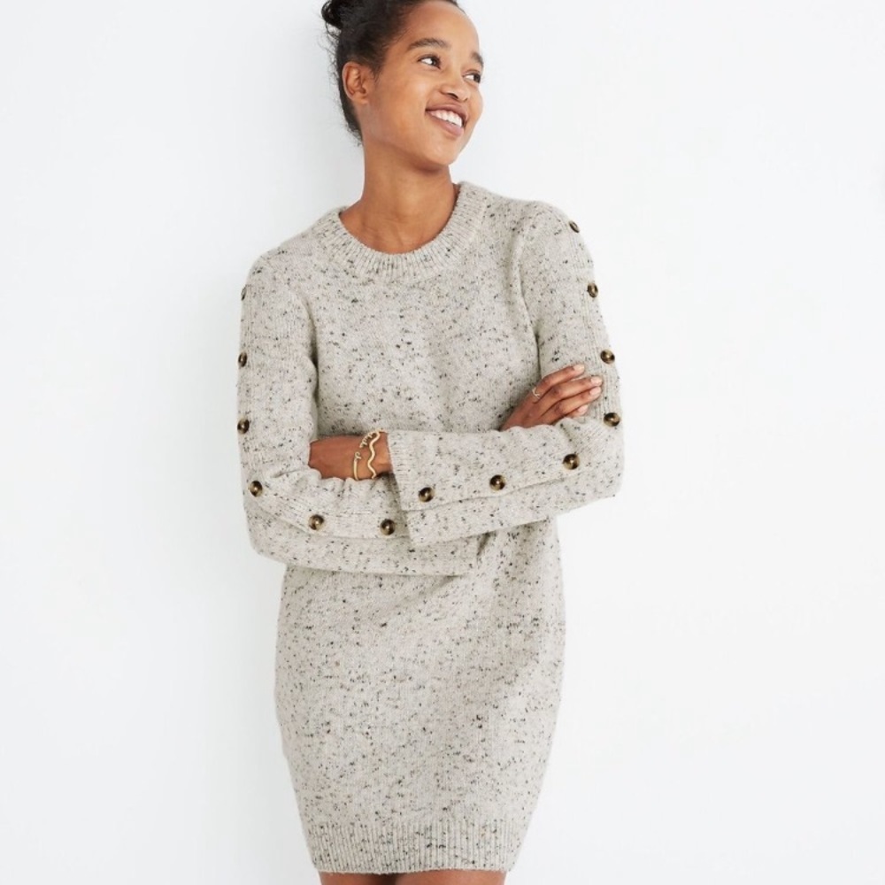 Madewell Donagel Button Sleeve Sweater Dress